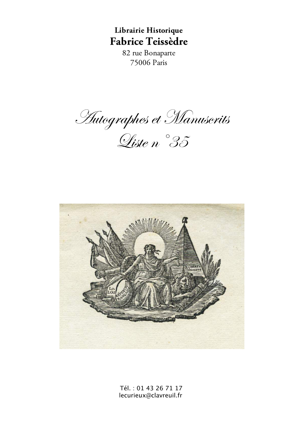 Autographes Et Manuscrits Liste N°35