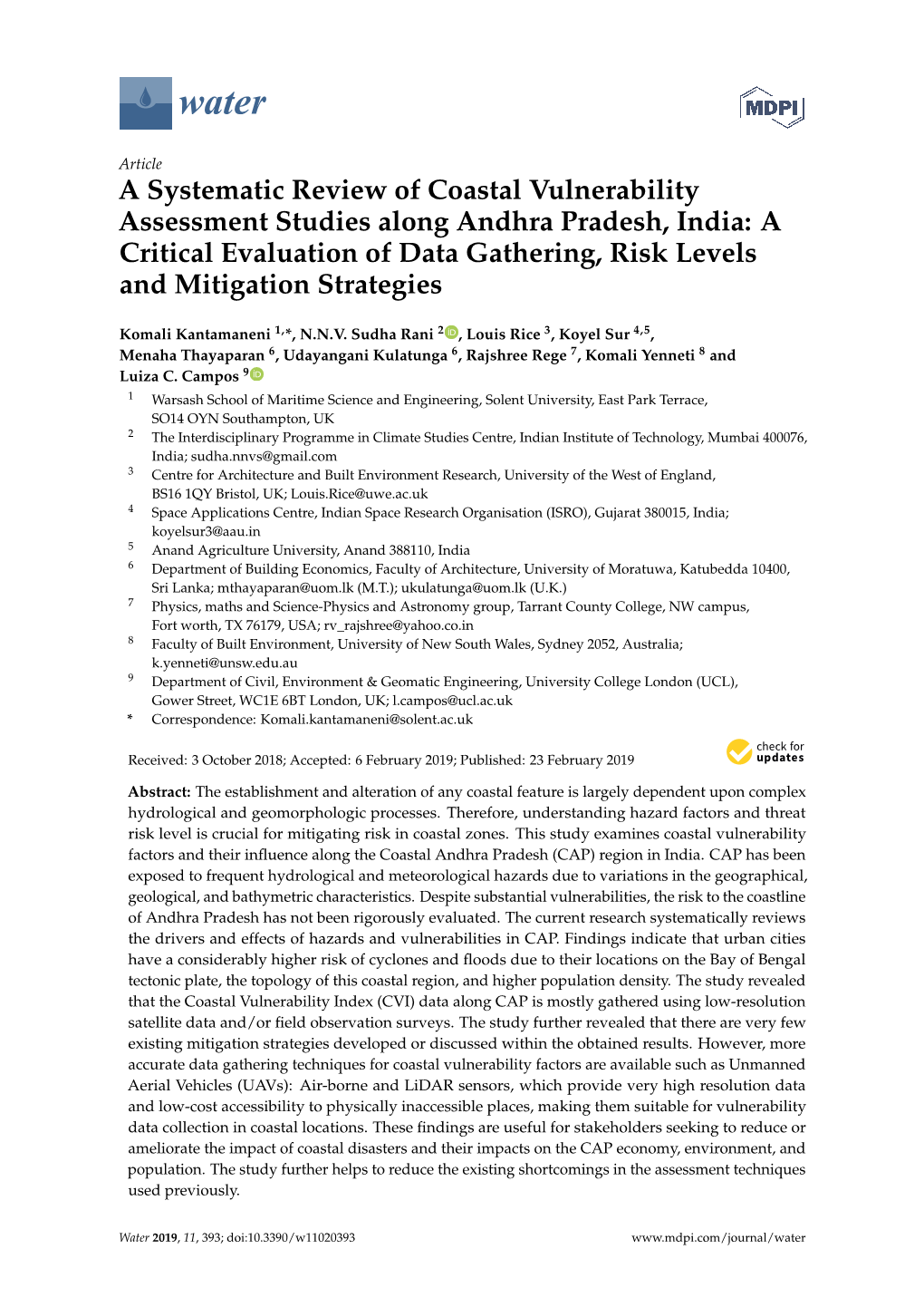 A Systematic Review of Coastal Vulnerability Assessment