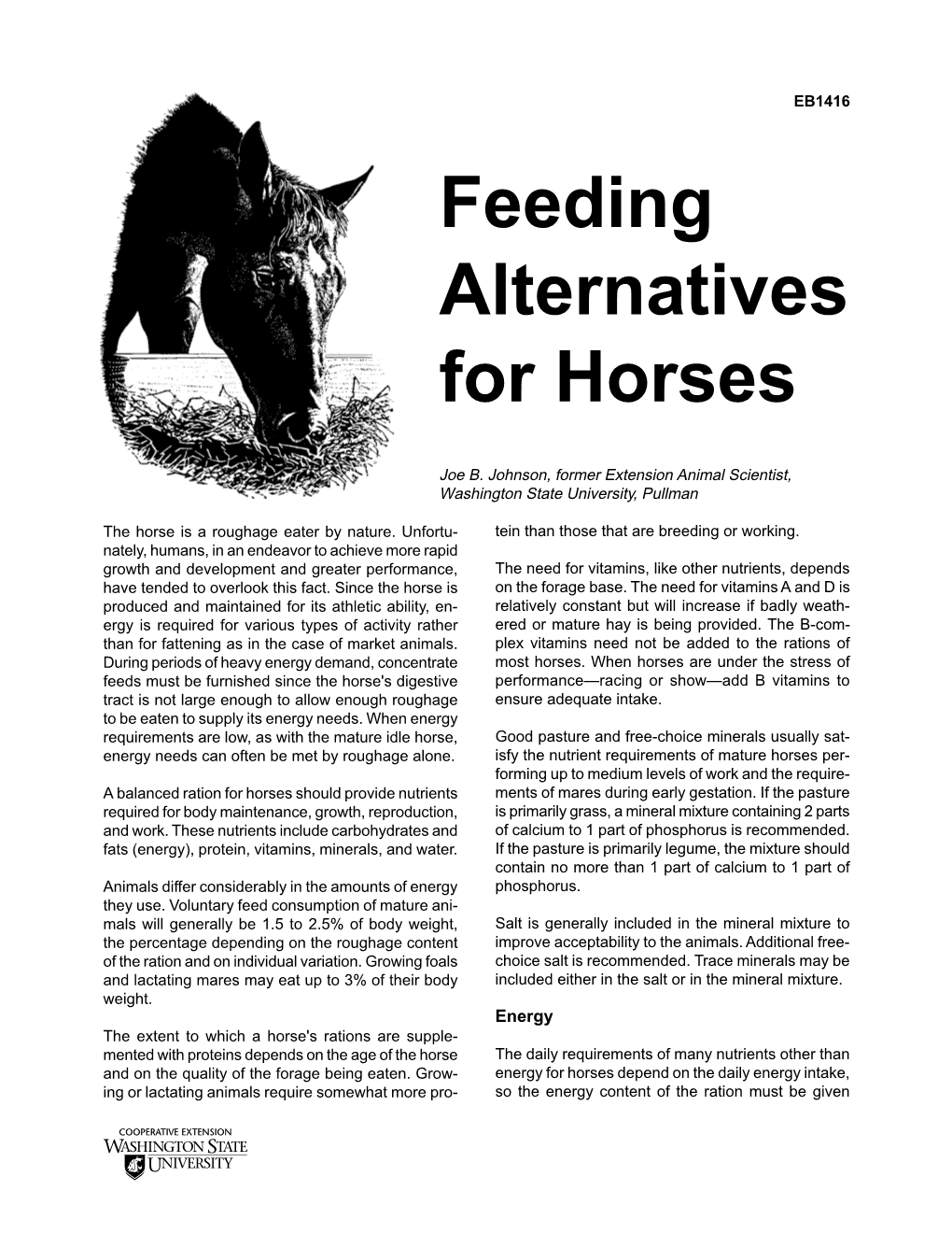 Feeding Alternatives for Horses