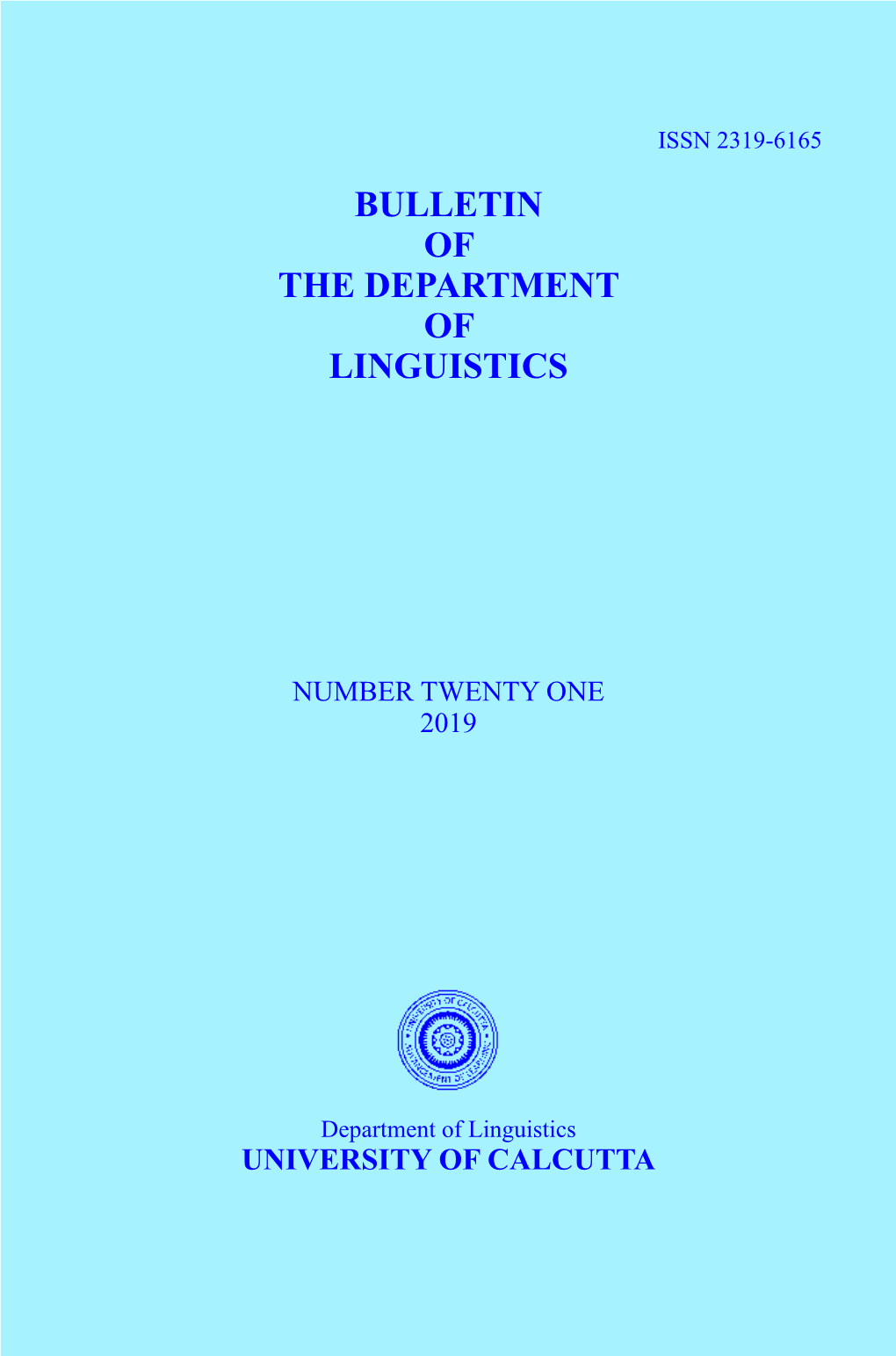 Bulletin of the Department of Linguistics