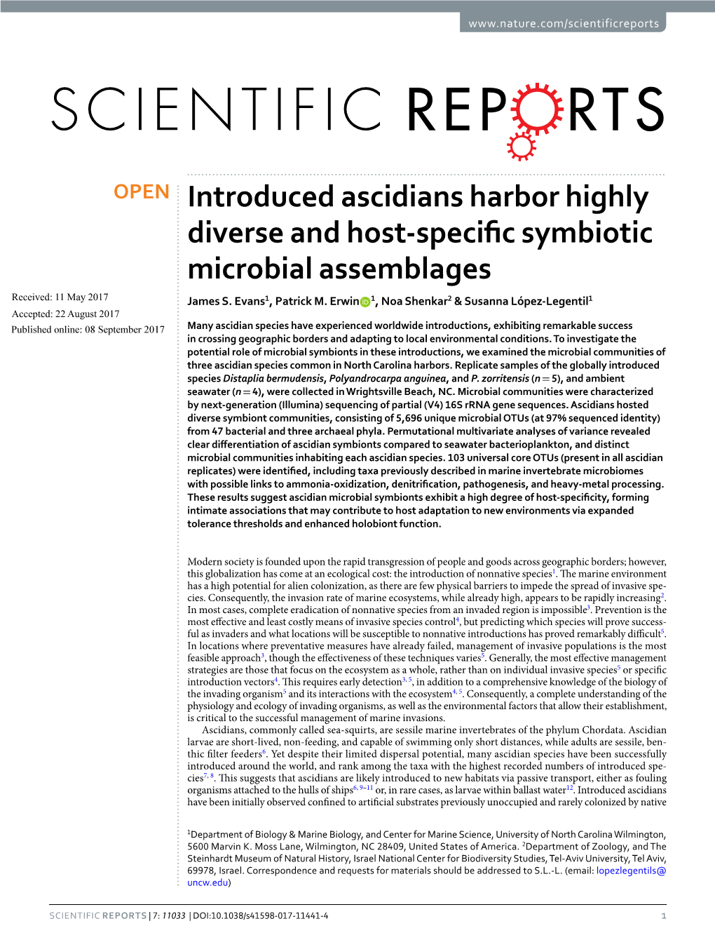 Introduced Ascidians Harbor Highly Diverse and Host-Specific Symbiotic