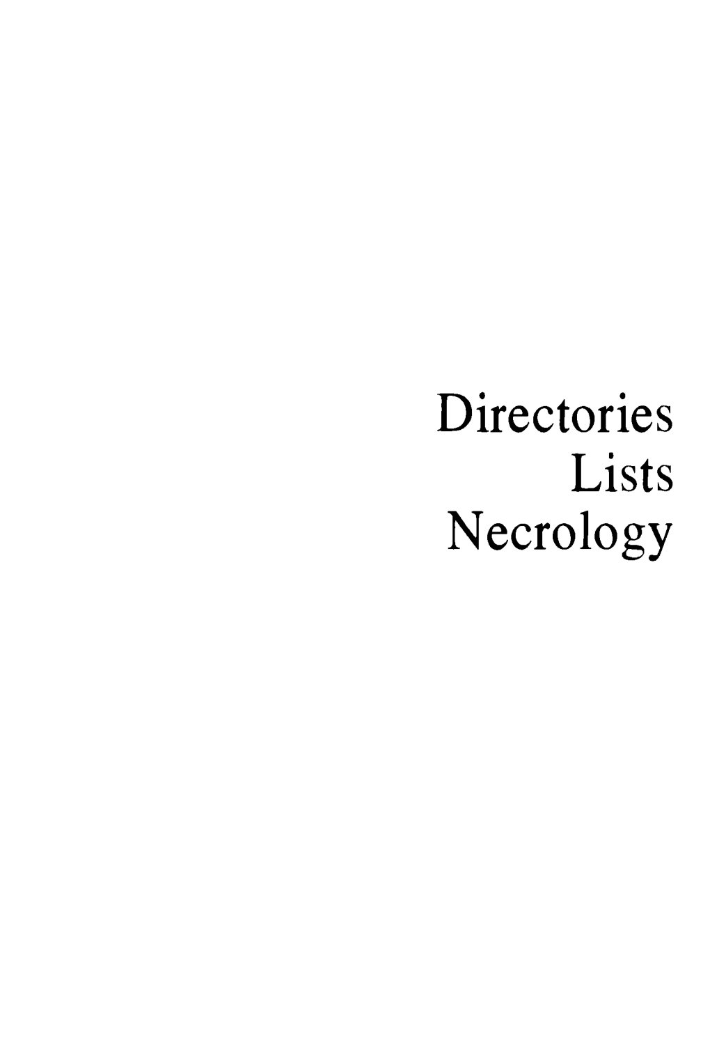 Directories Lists Necrology List of Abbreviations