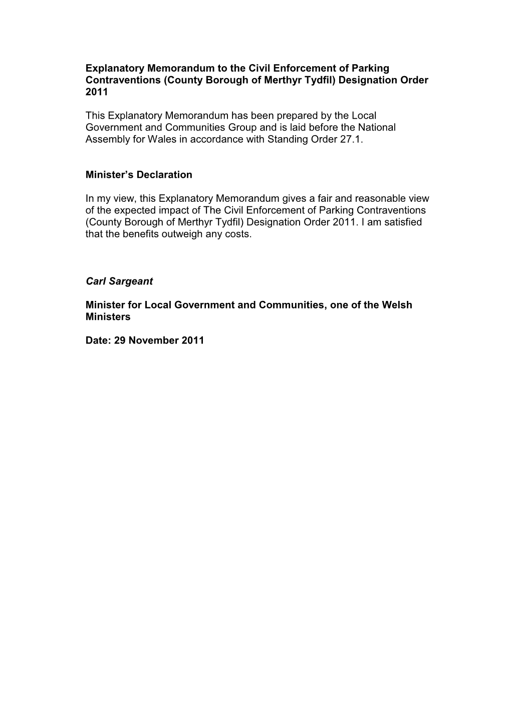 Explanatory Memorandum to the M4 Motorway (Junction 24, Coldra