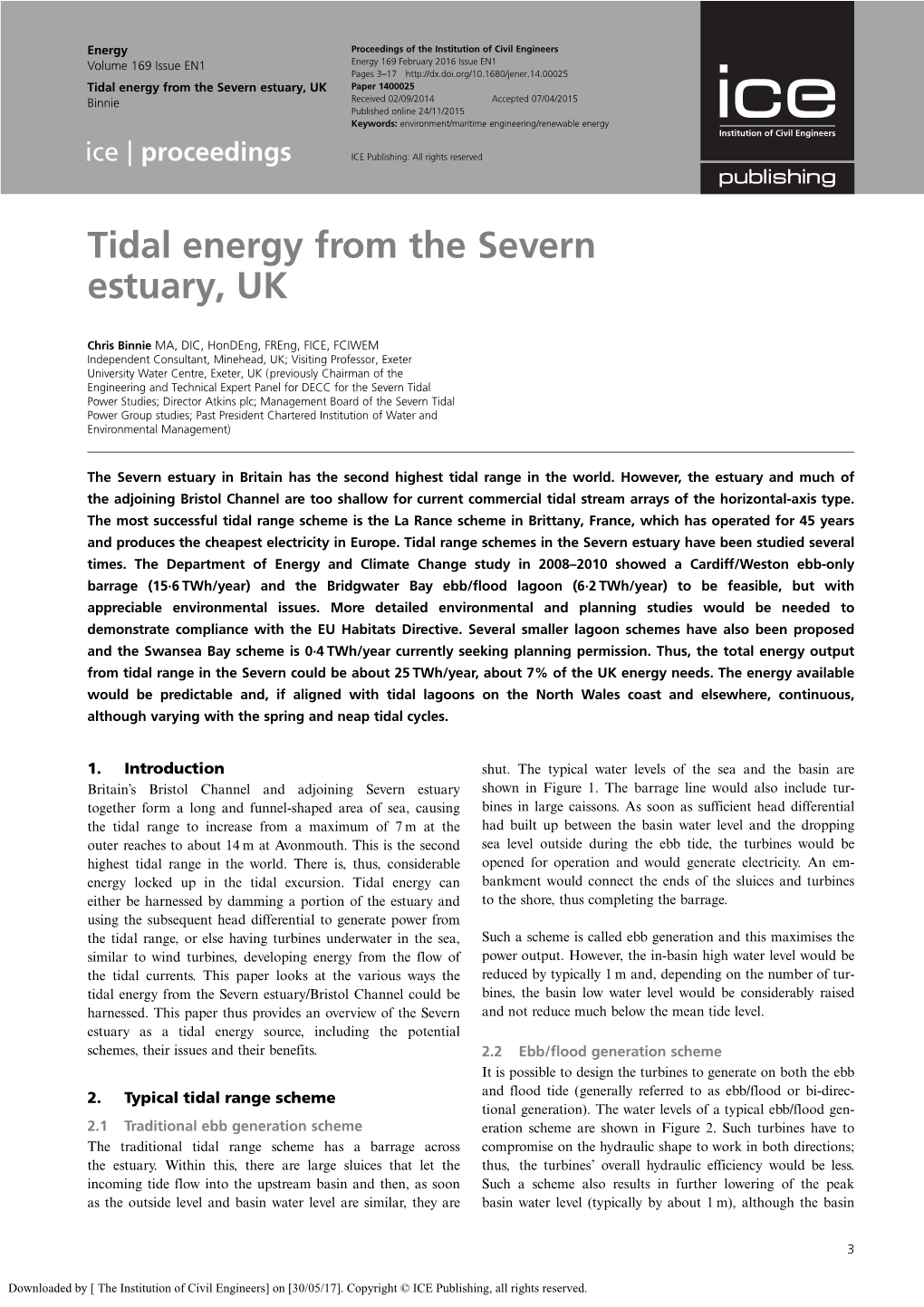 Tidal Energy from the Severn Estuary, UK