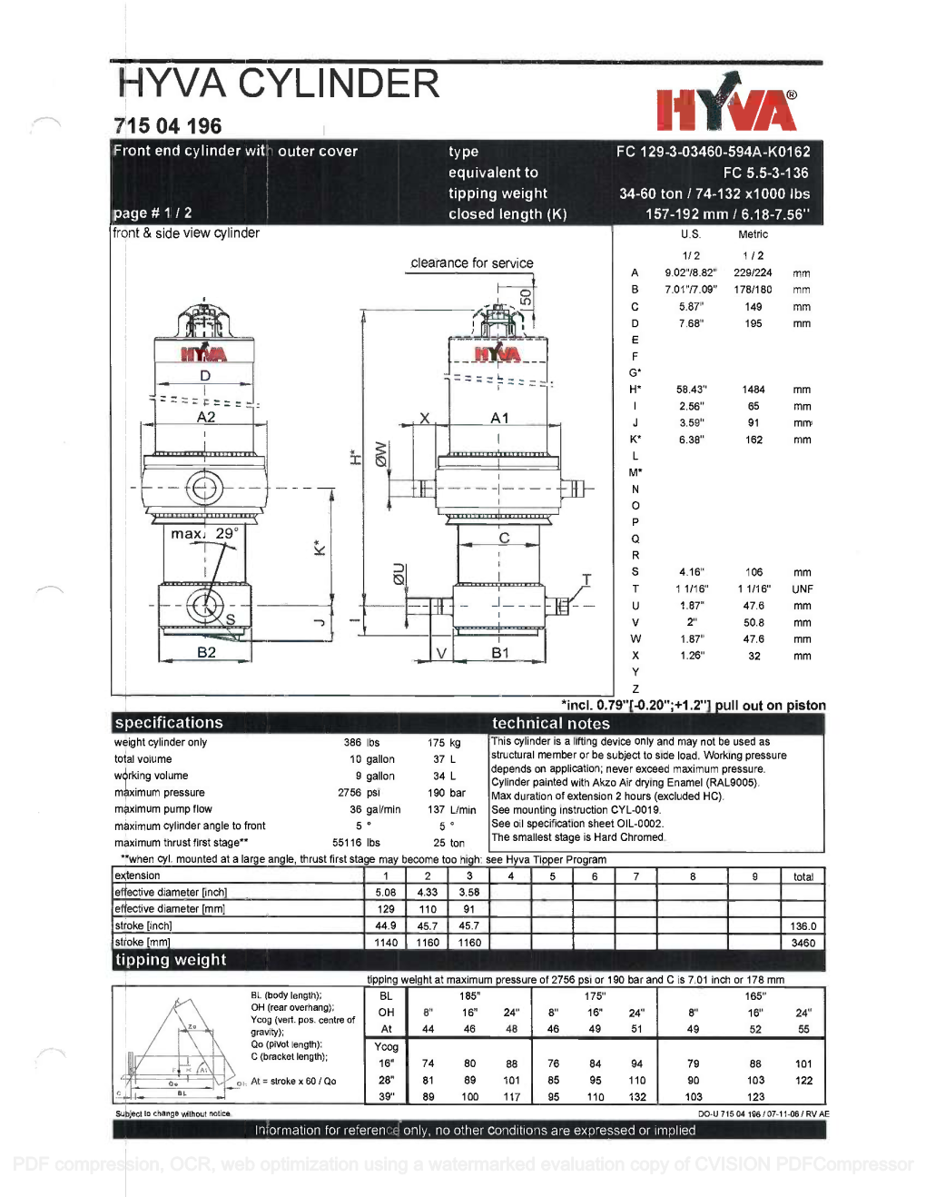 Hyva Cylinder