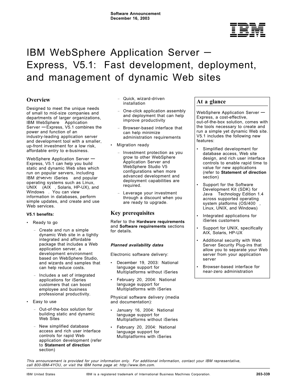 IBM Websphere Application Server — Express, V5.1: Fast Development, Deployment, and Management of Dynamic Web Sites