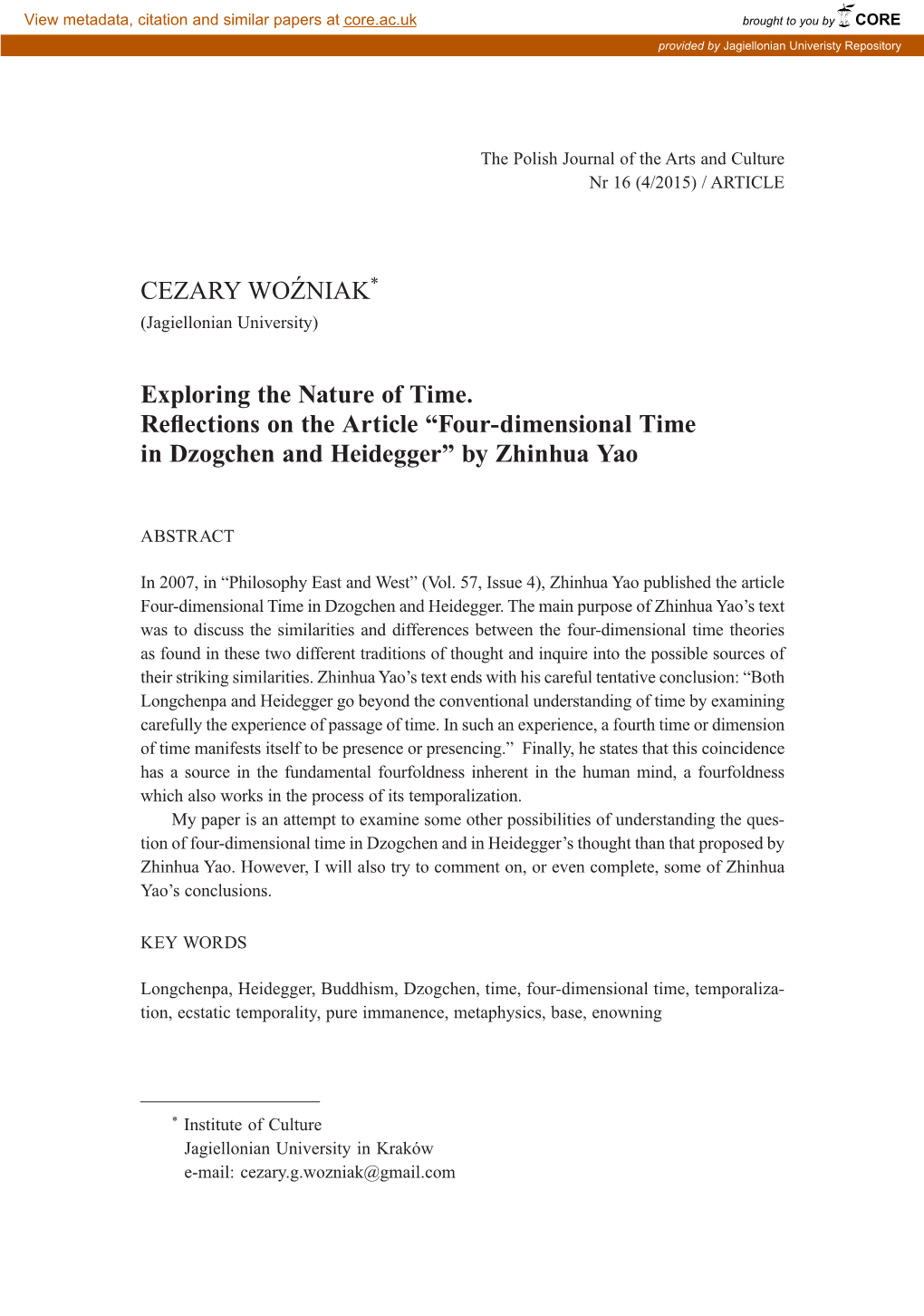 Four-Dimensional Time in Dzogchen and Heidegger” by Zhinhua Yao