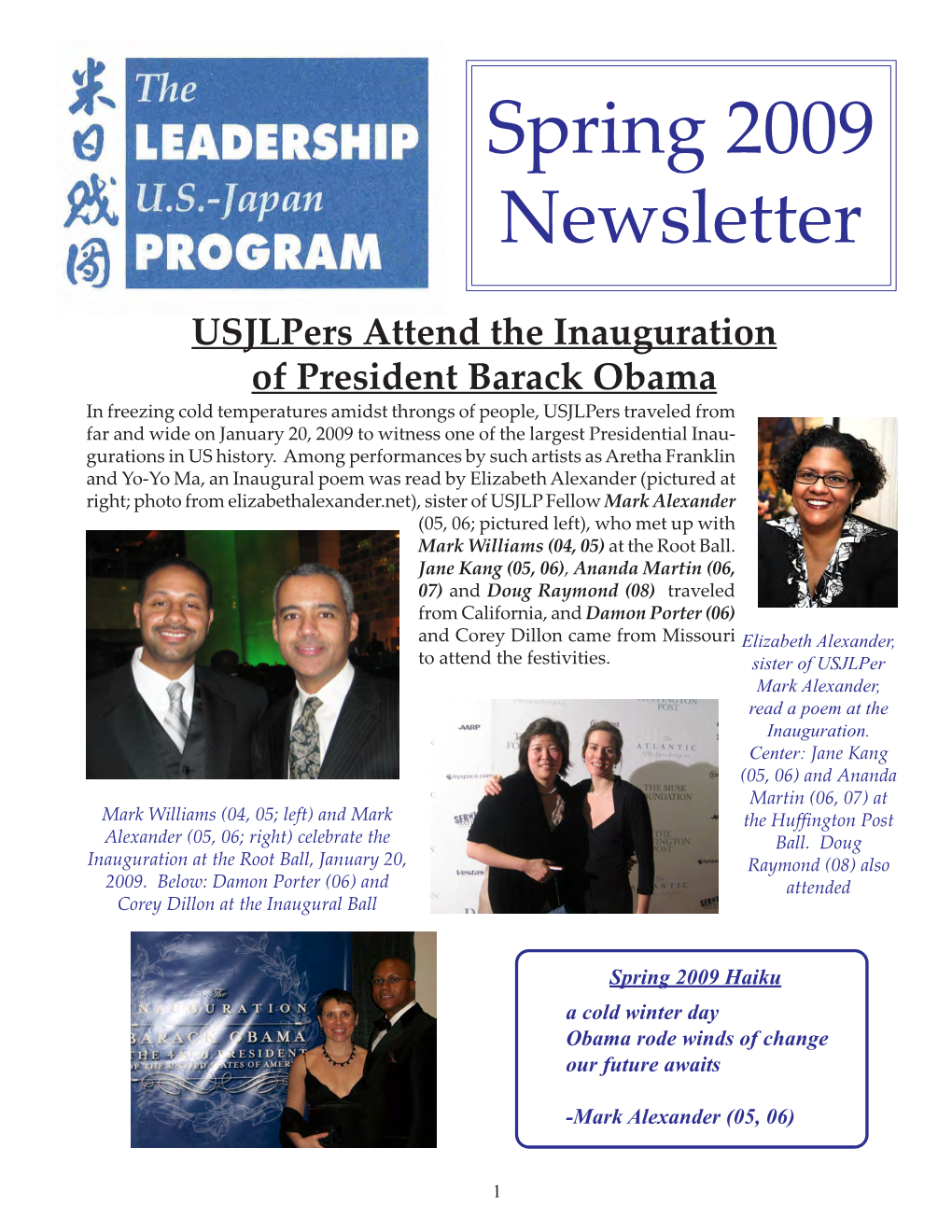 Spring 2009 Newsletter