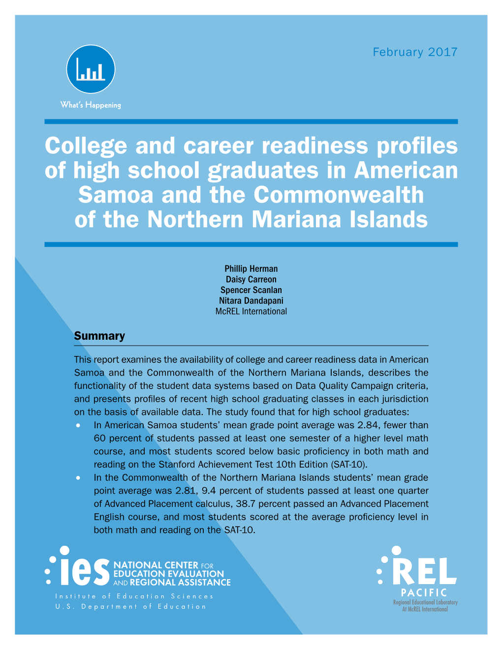 College and Career Readiness Profiles of High School Graduates in American Samoa and the Commonwealth of the Northern Mariana Islands