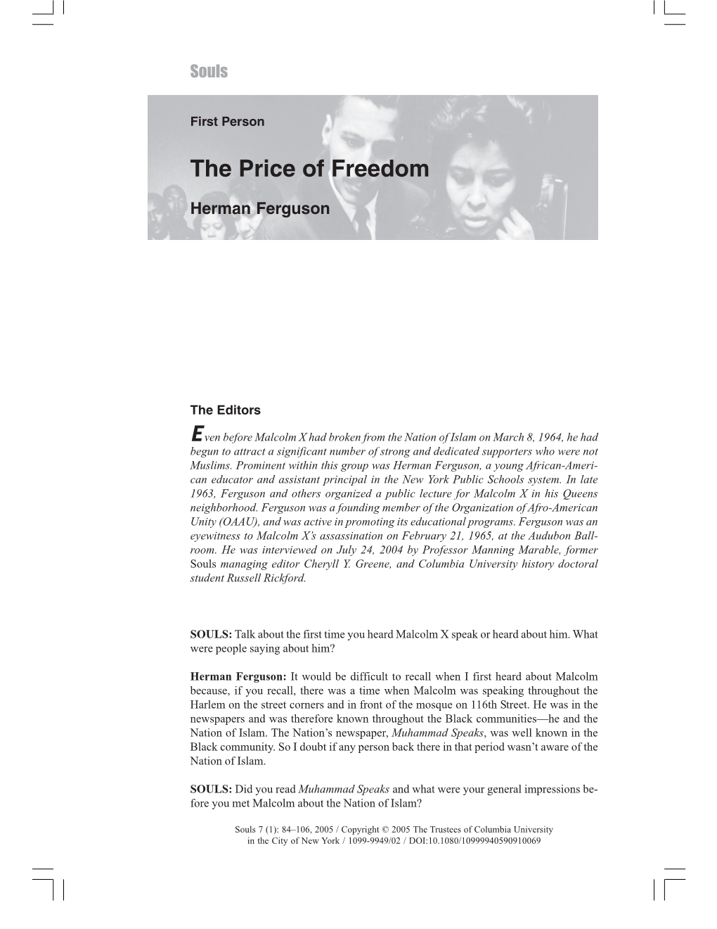 E the Price of Freedom