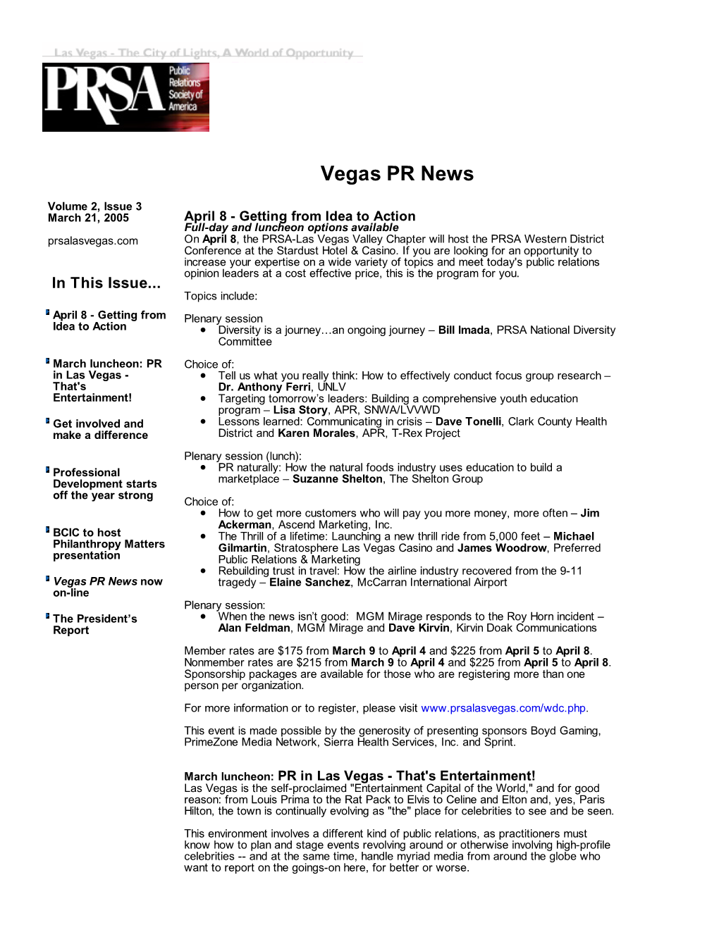 PRSA Las Vegas Valley Chapter Newsletter