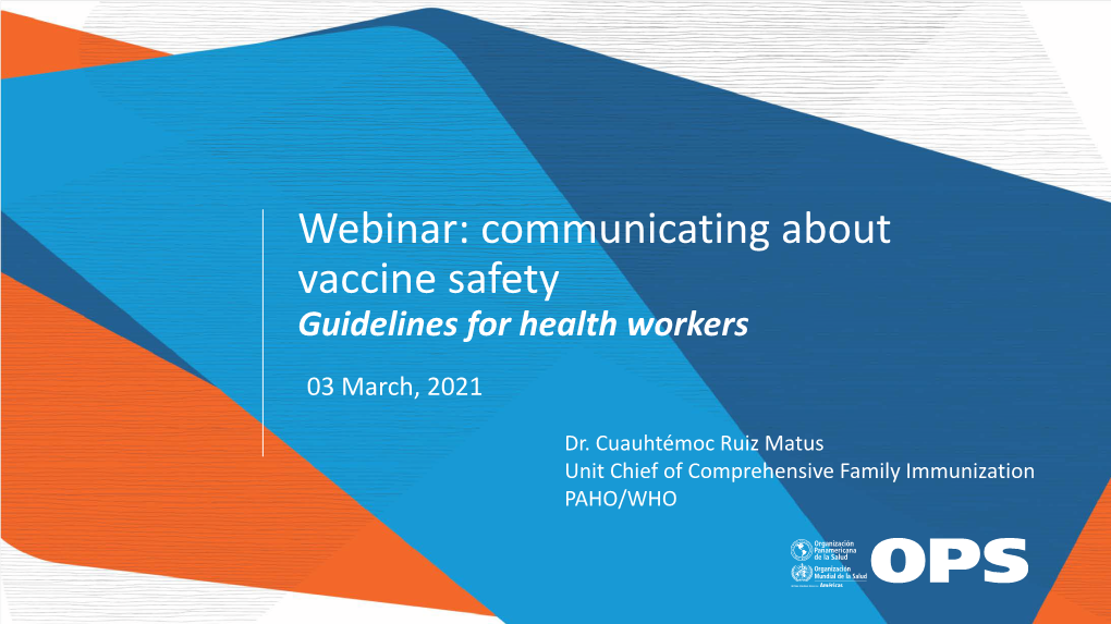 Webinar: Communicating About Vaccine Safety Guidelines for Health Workers