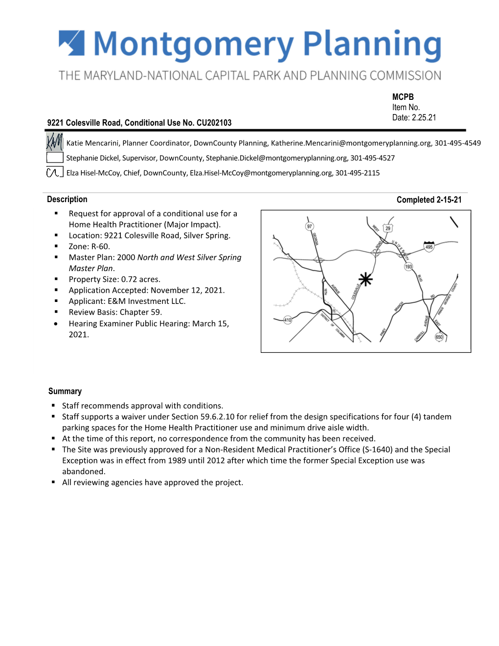 9221 Colesville Road, Conditional Use No. CU202103