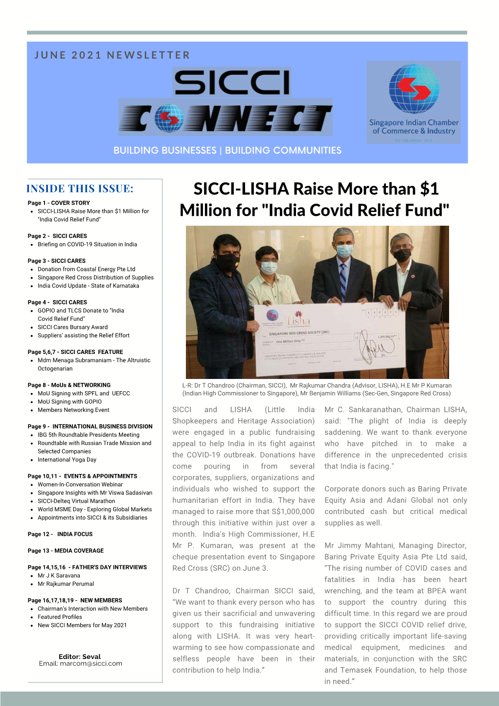 SICCI-LISHA Raise More Than $1 Million for "India Covid Relief Fund"