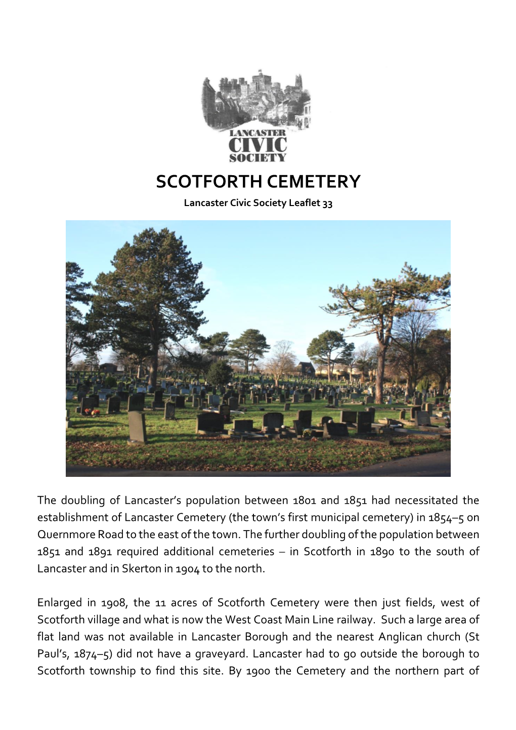 SCOTFORTH CEMETERY Lancaster Civic Society Leaflet 33