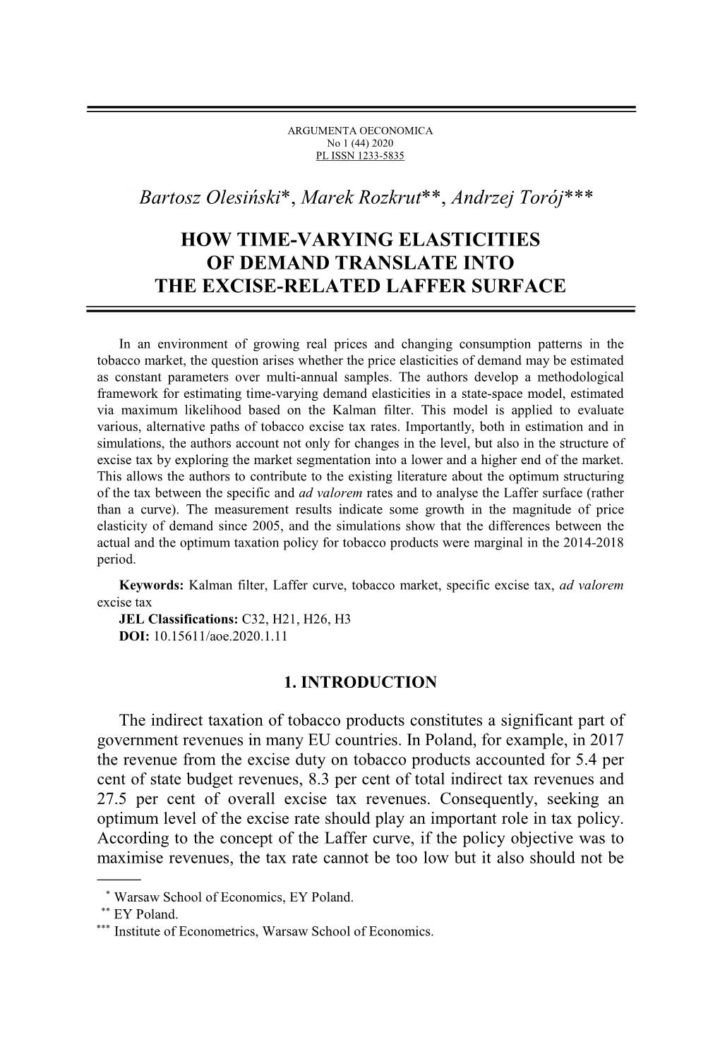 How Time-Varying Elasticities of Demand Translate Into the Excise-Related Laffer Surface