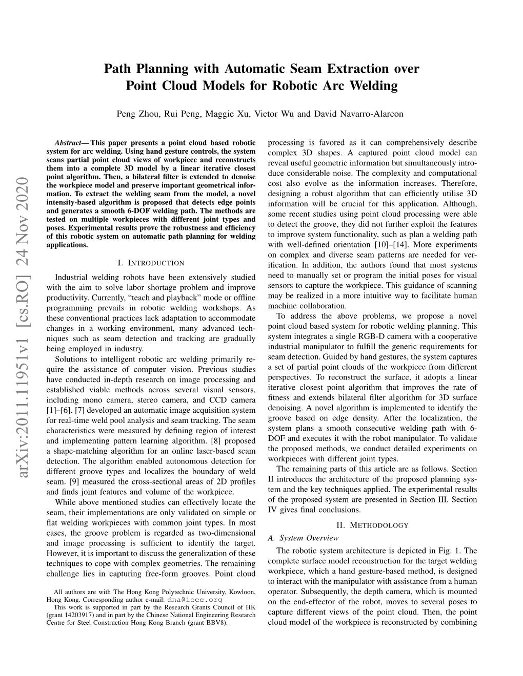 Path Planning with Automatic Seam Extraction Over Point Cloud Models for Robotic Arc Welding