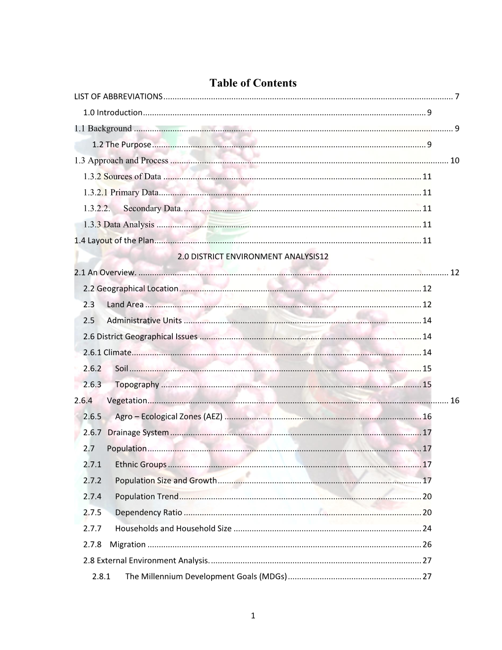 Table of Contents LIST of ABBREVIATIONS