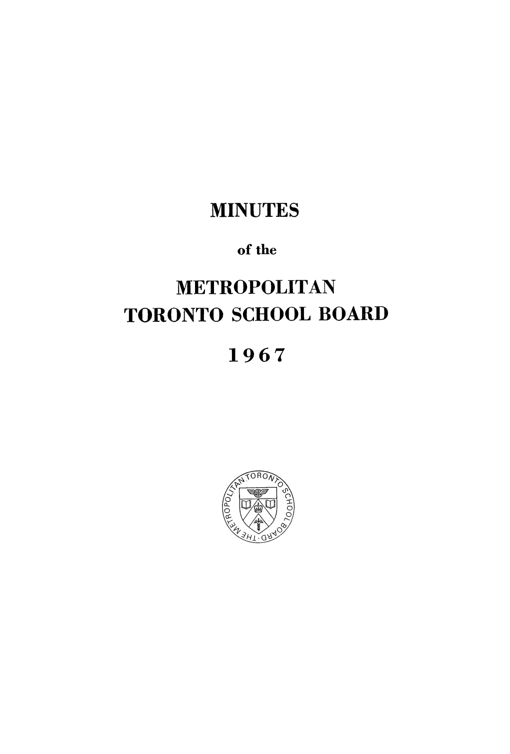 Minutes Metropolitan Toronto School Board