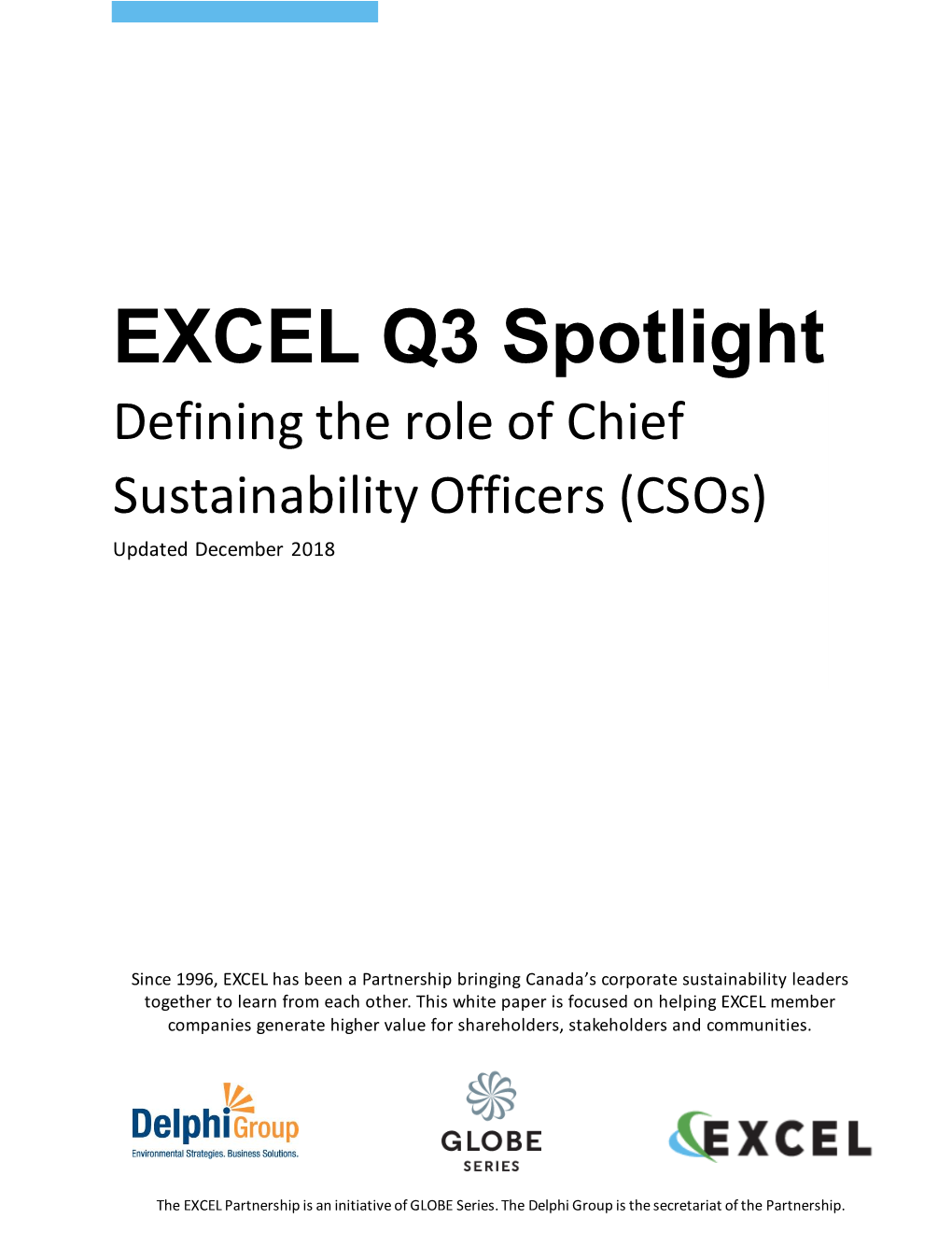 EXCEL Q3 Spotlight Defining the Role of Chief Sustainability Officers (Csos) Updated December 2018