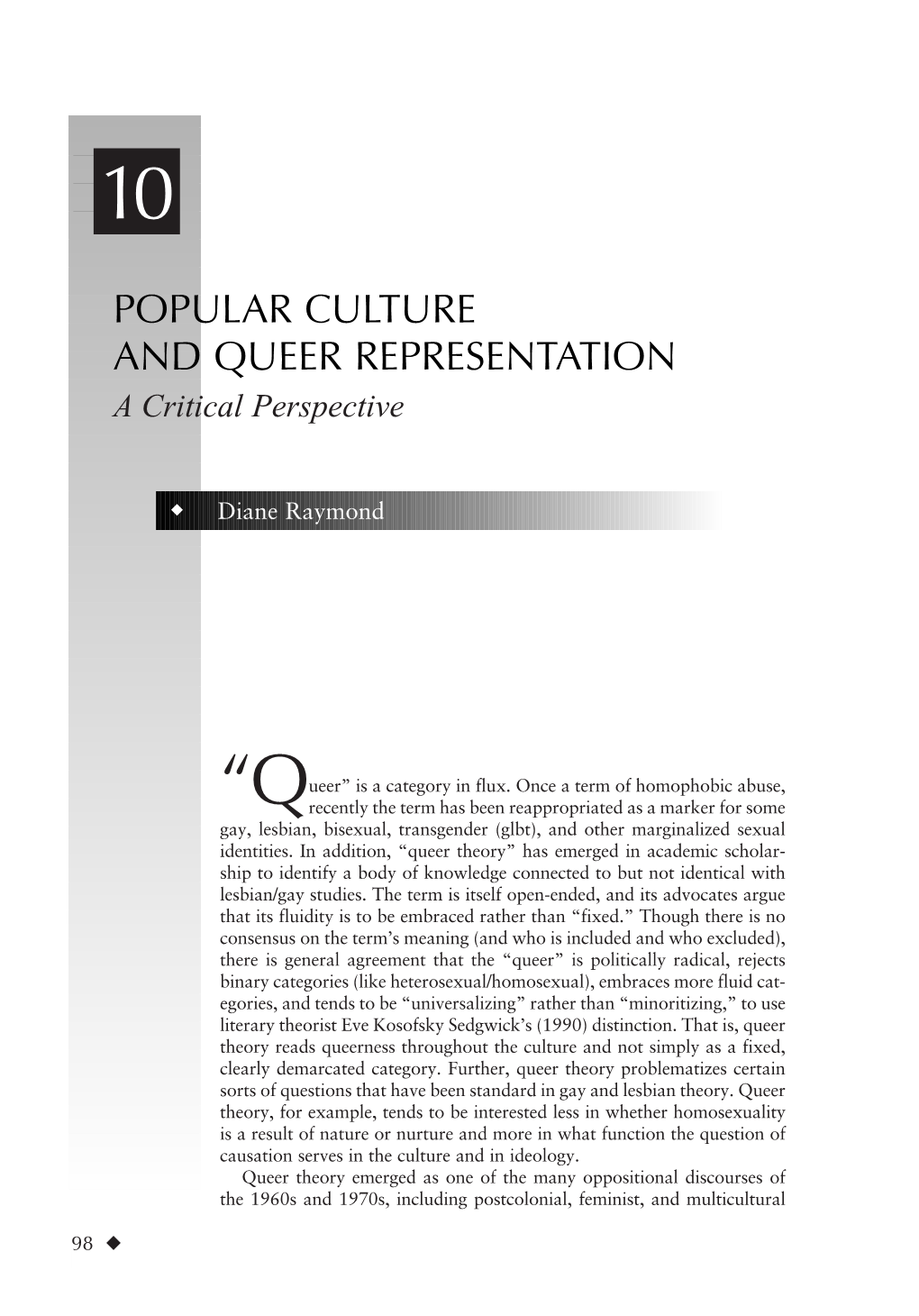 Popular Culture and Queer Representation: a Critical Perspective