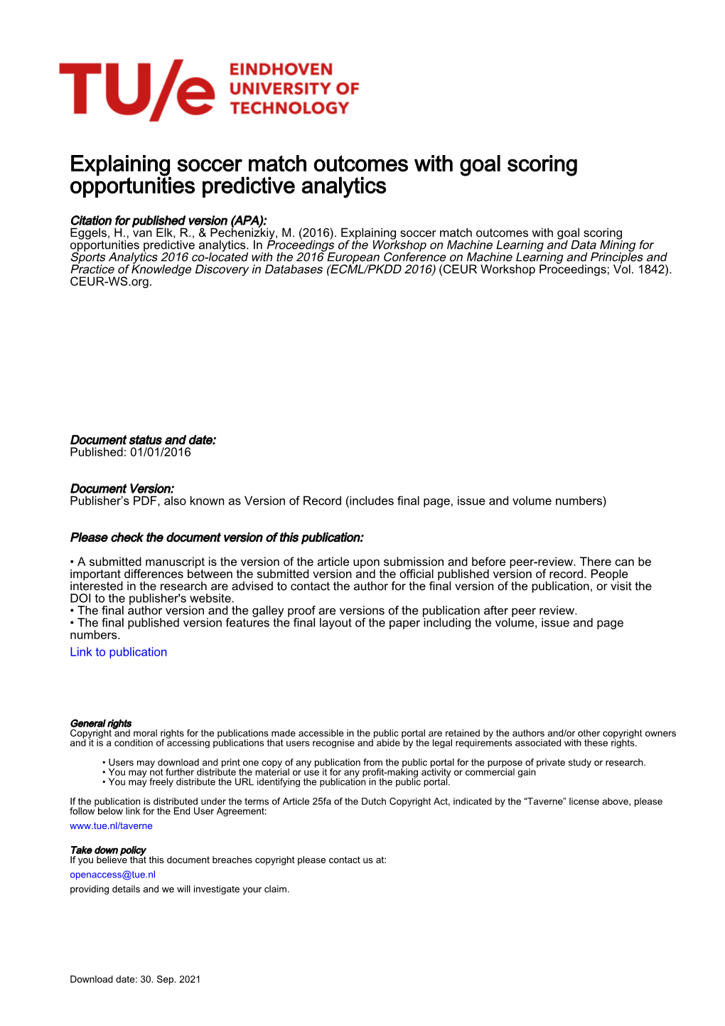 Explaining Soccer Match Outcomes with Goal Scoring Opportunities Predictive Analytics