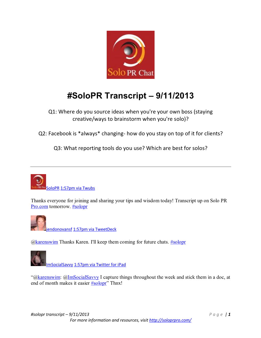 Solopr Transcript – 9/11/2013