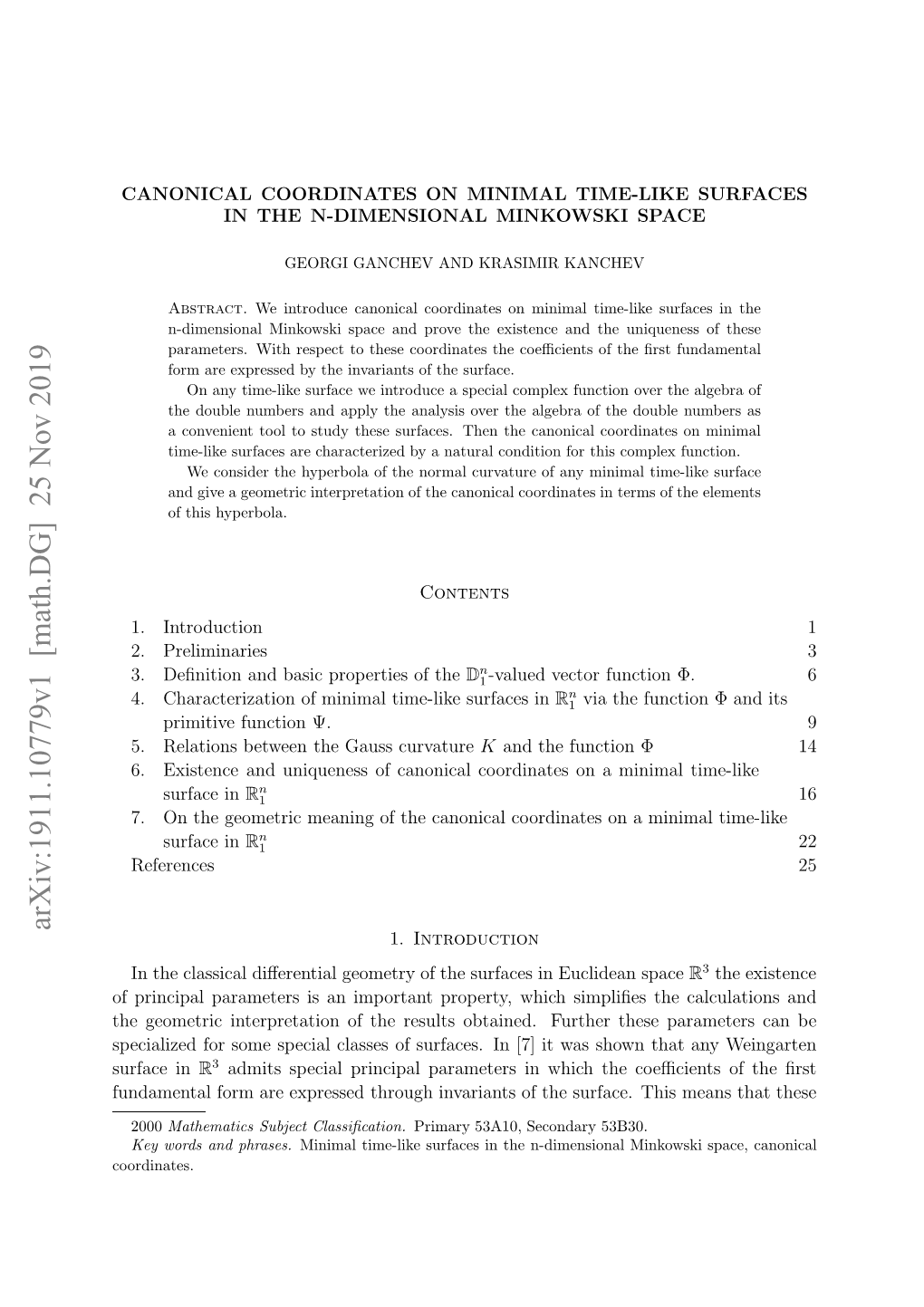 Arxiv:1911.10779V1 [Math.DG] 25 Nov 2019 Pcaie O Oeseilcasso Ufcs N[]I a Shown Was It [7] in Th Surfaces