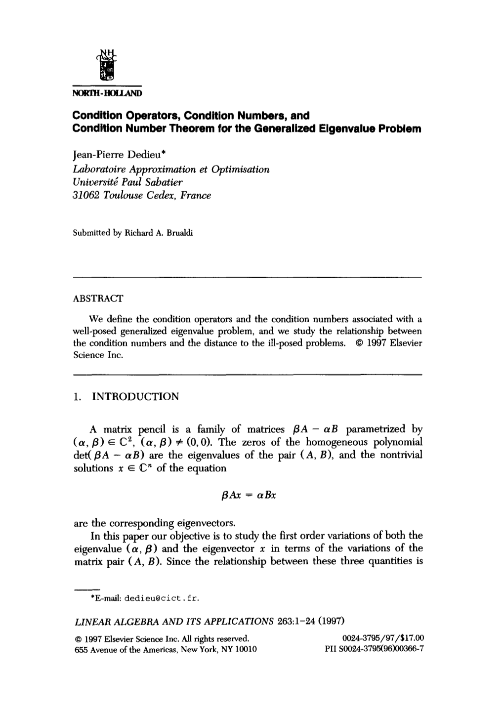Condition Operators, Condition Numbers, and Condition Number Theorem for the Generalized Elgenvalue Problem
