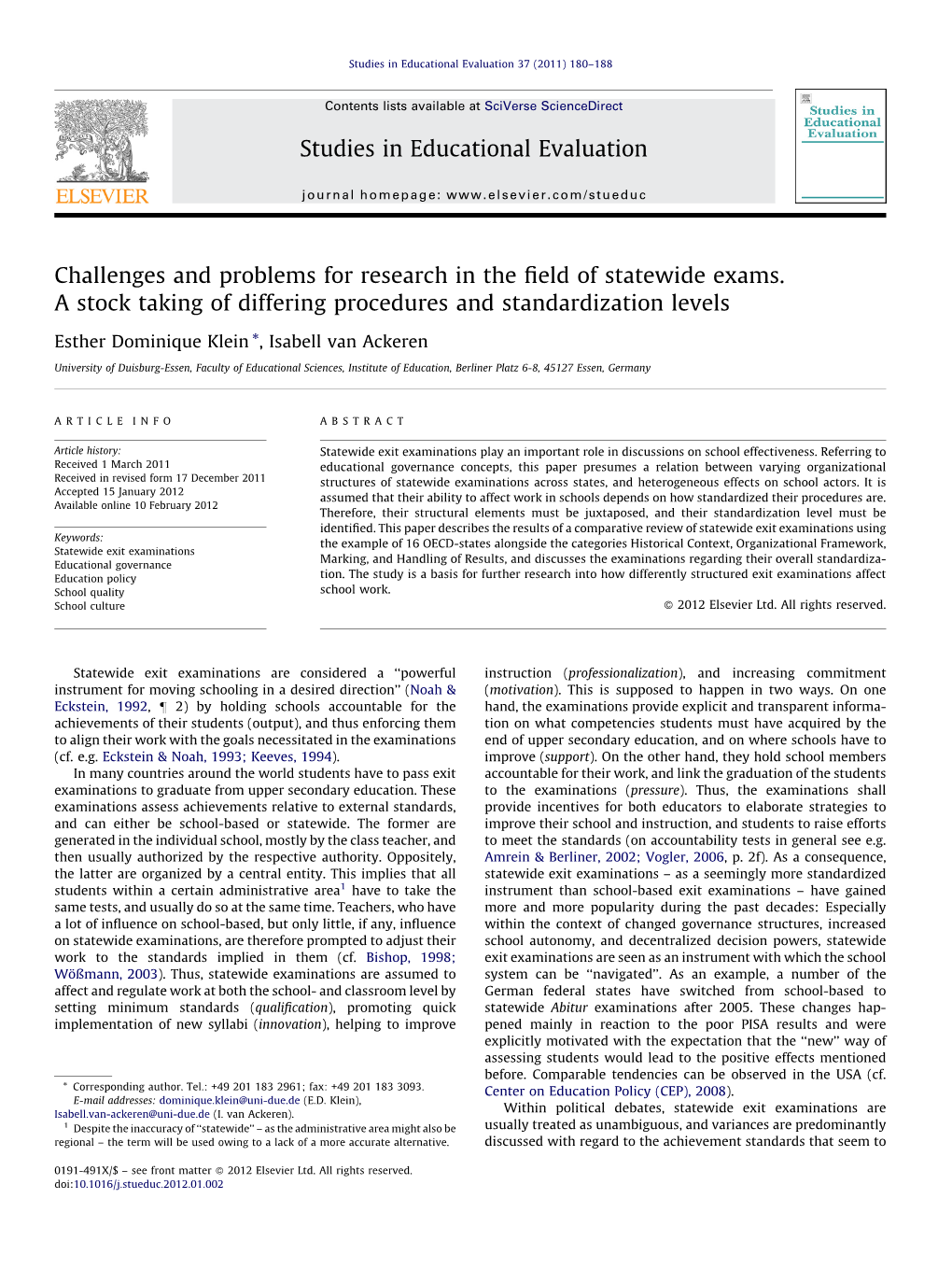 Challenges and Problems for Research in the Field of Statewide Exams. A