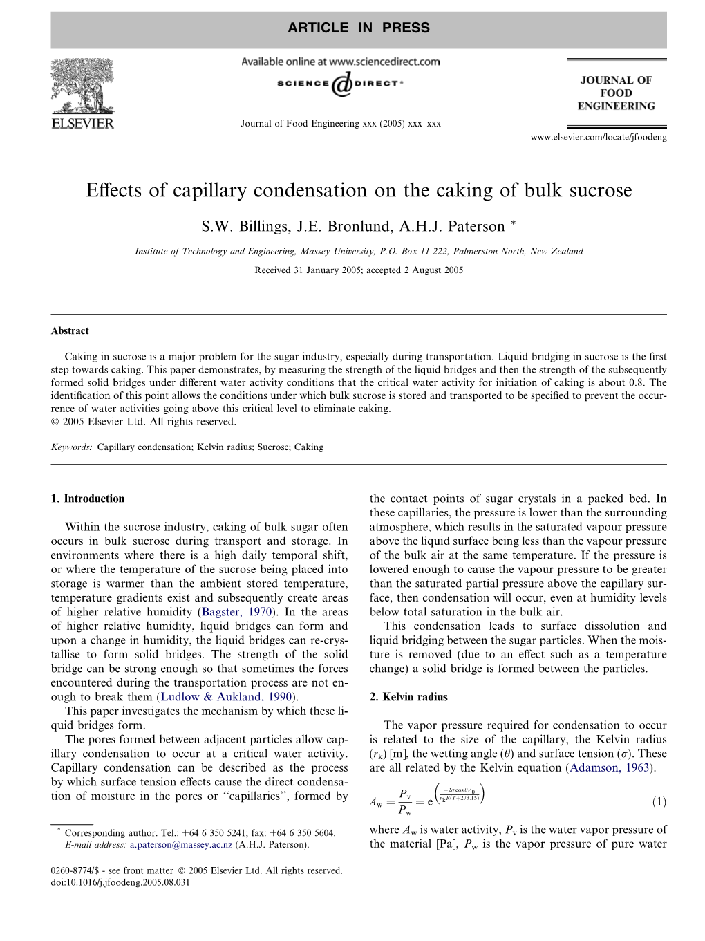 Effects of Capillary Condensation on the Caking of Bulk Sucrose