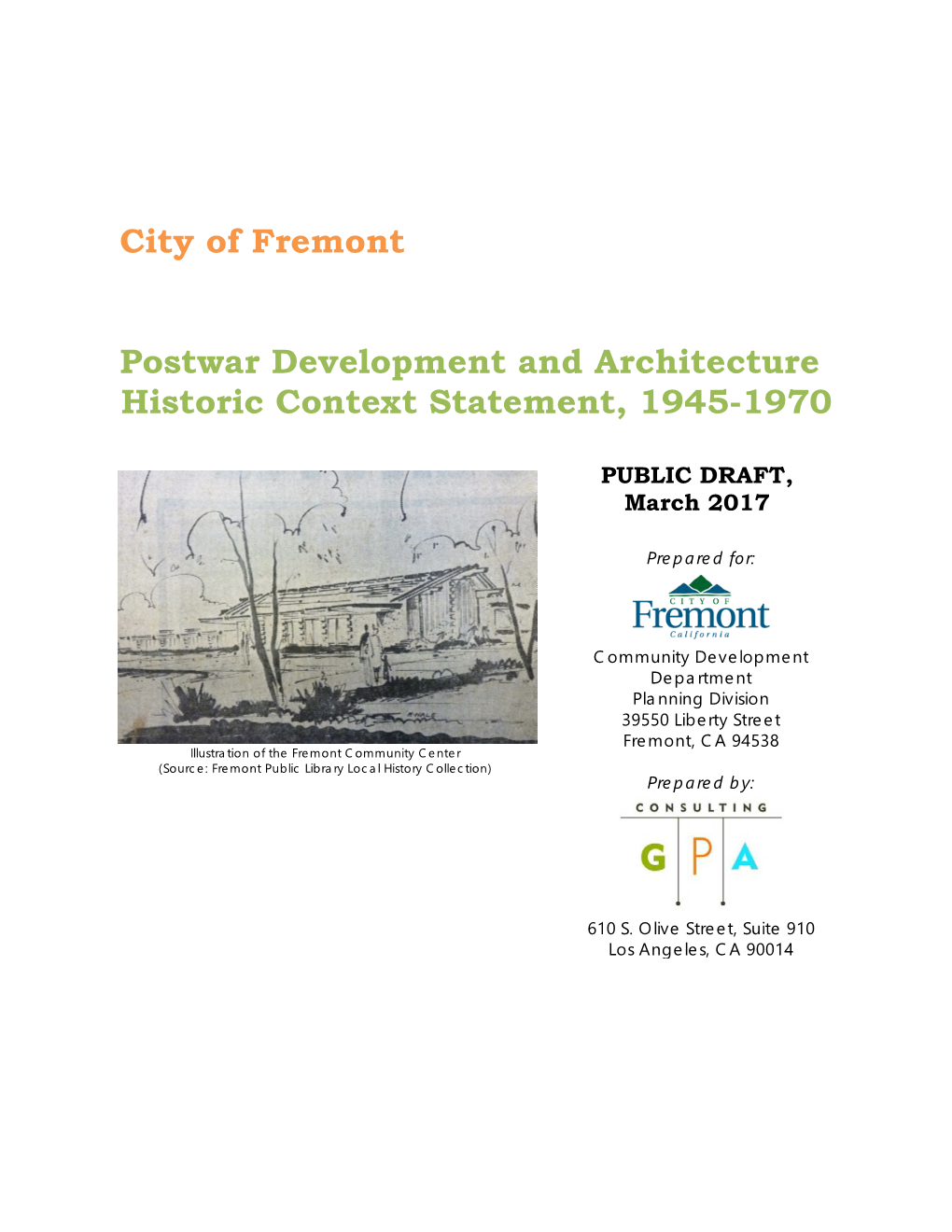 City of Fremont Postwar Development and Architecture Historic Context