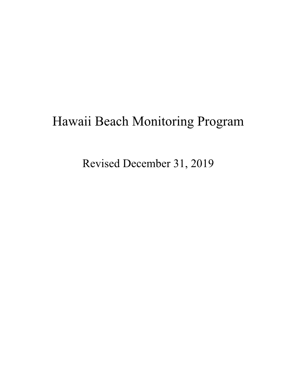 Hawaii Beach Monitoring Program