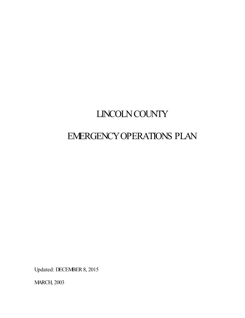 Lincoln County Emergency Operations Plan