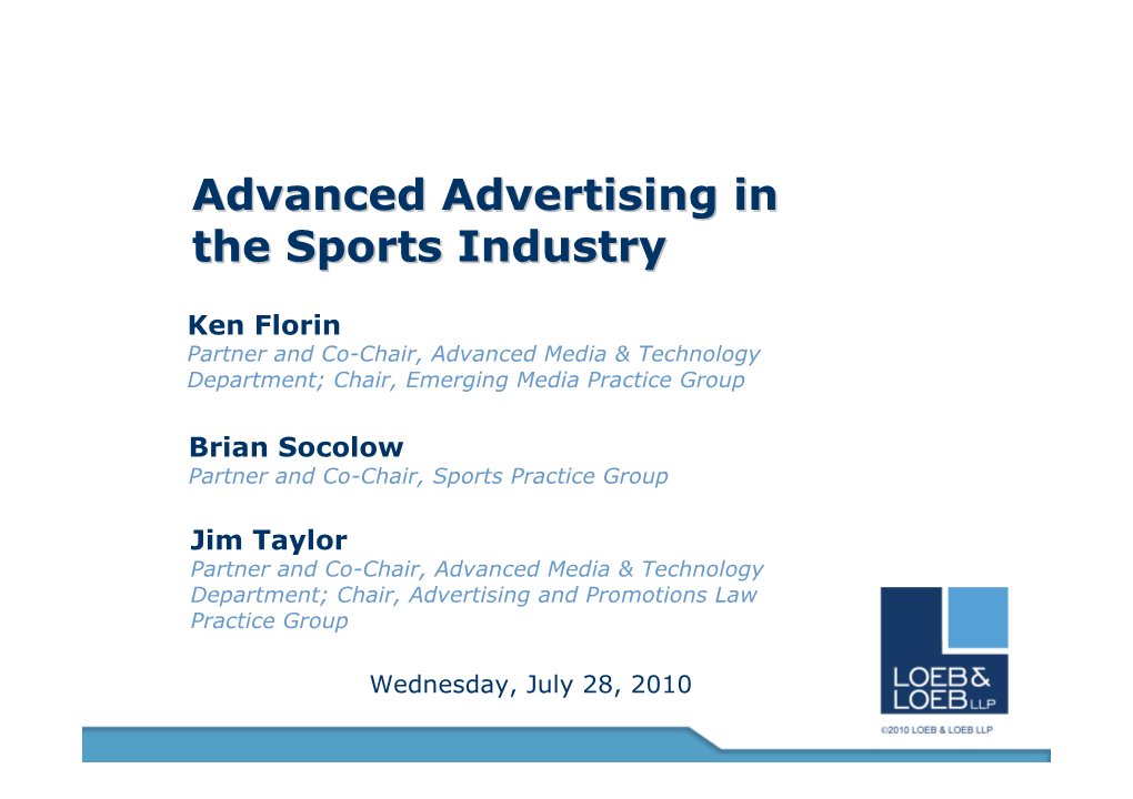 Advanced Advertising in the Sports Industry