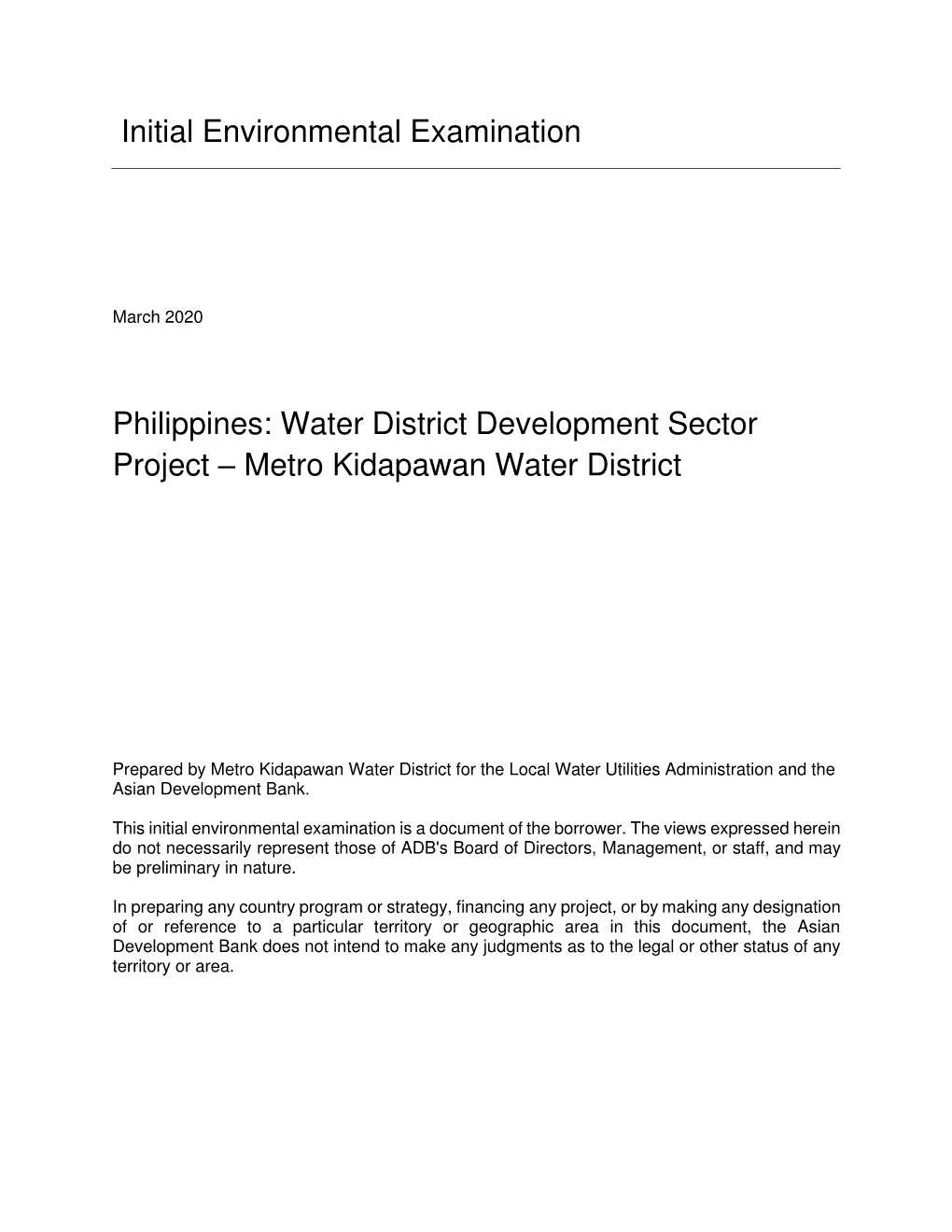 41665-013: Water District Development Sector Project