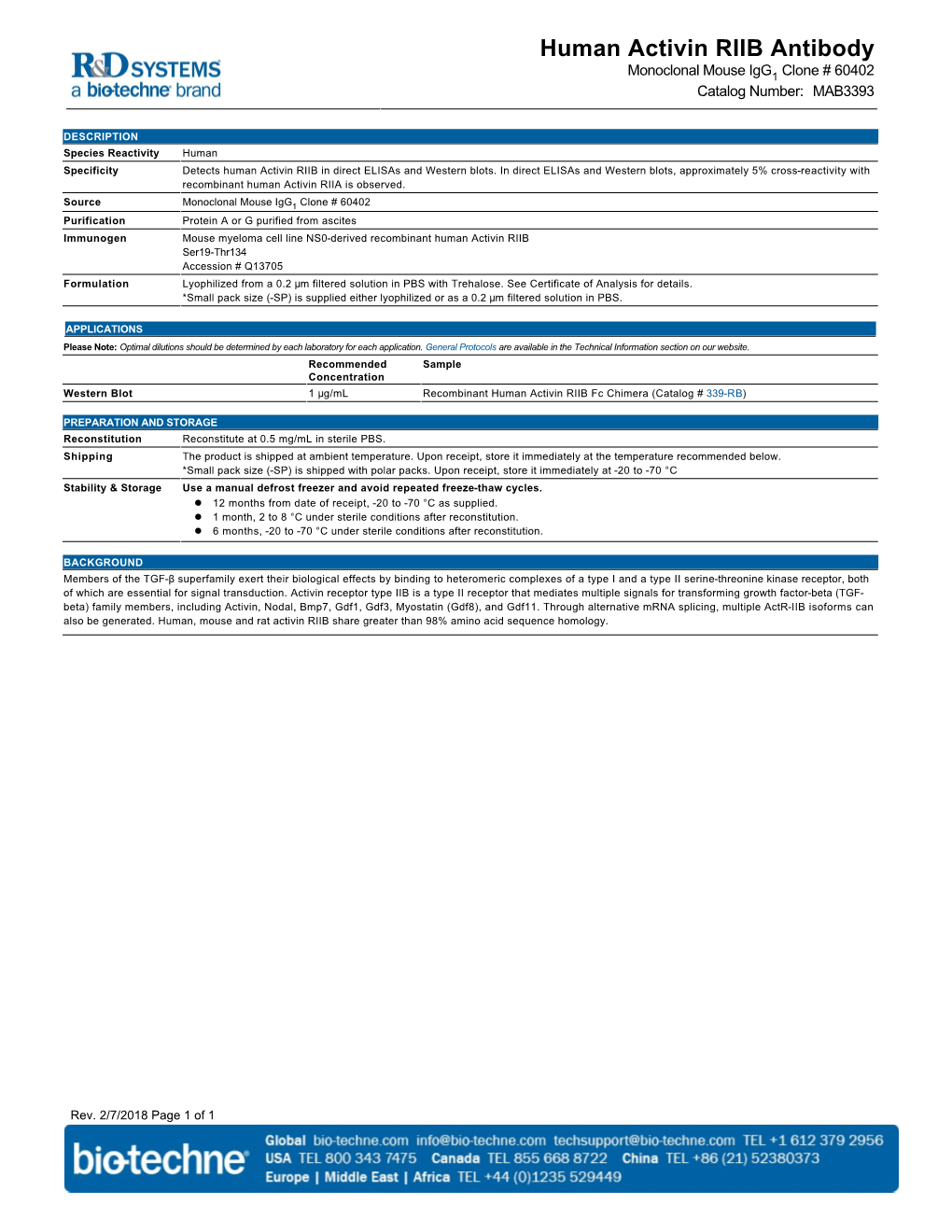 Human Activin RIIB Antibody