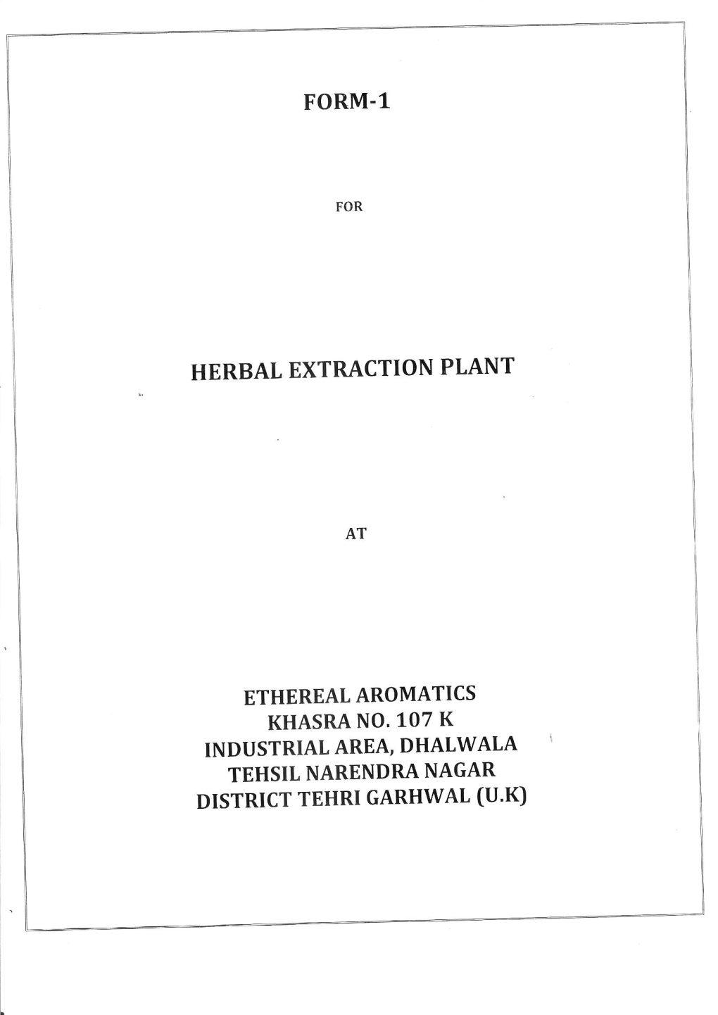 Form.1 Herbal Extraction Plant