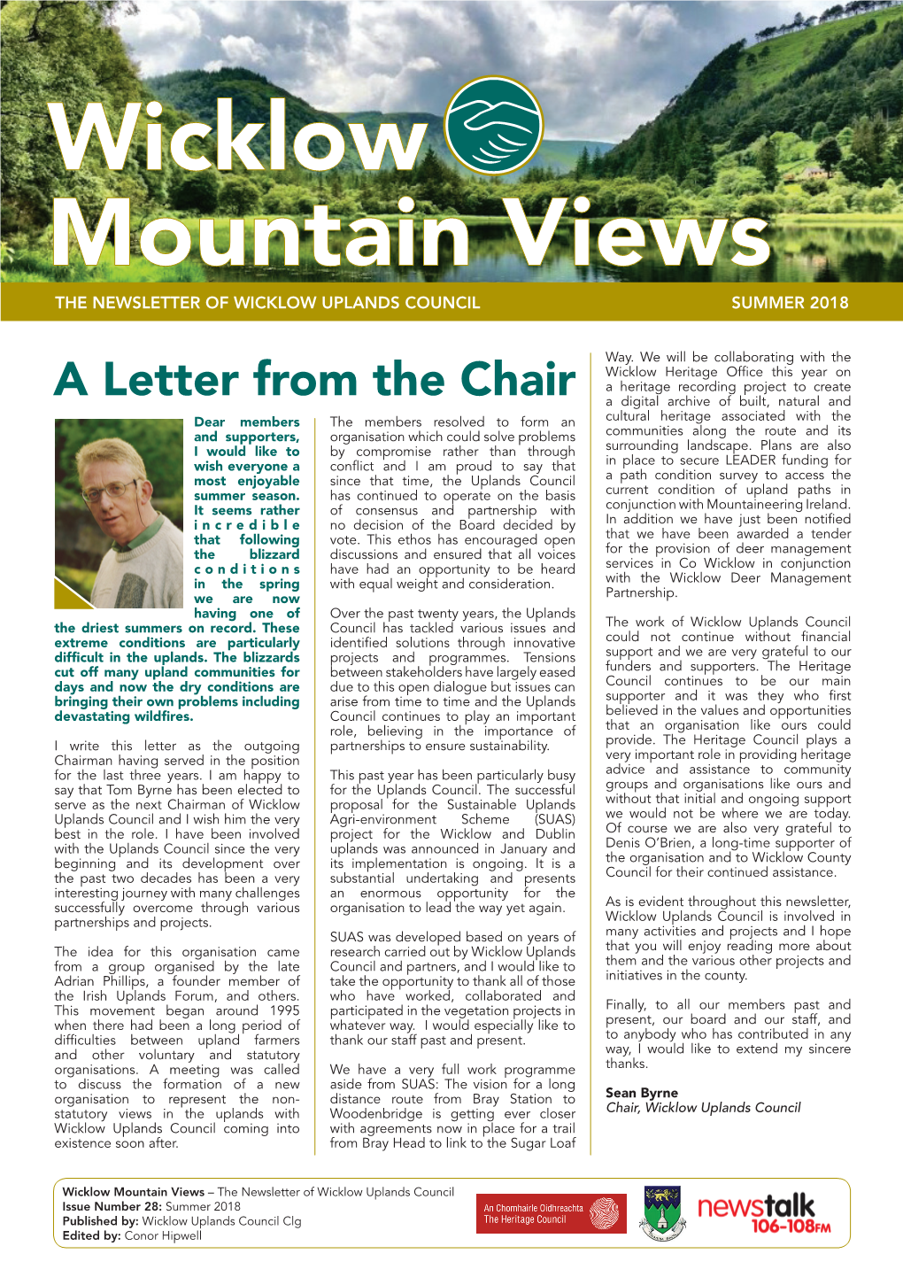 Wicklow Mountain Views the NEWSLETTER of WICKLOW UPLANDS COUNCIL SUMMER 2018