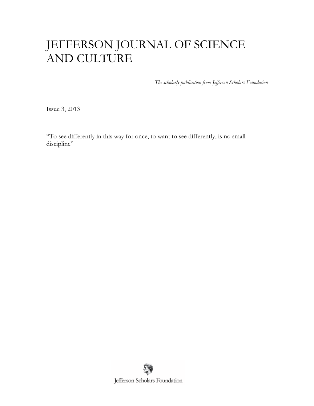 Jefferson Journal of Science and Culture