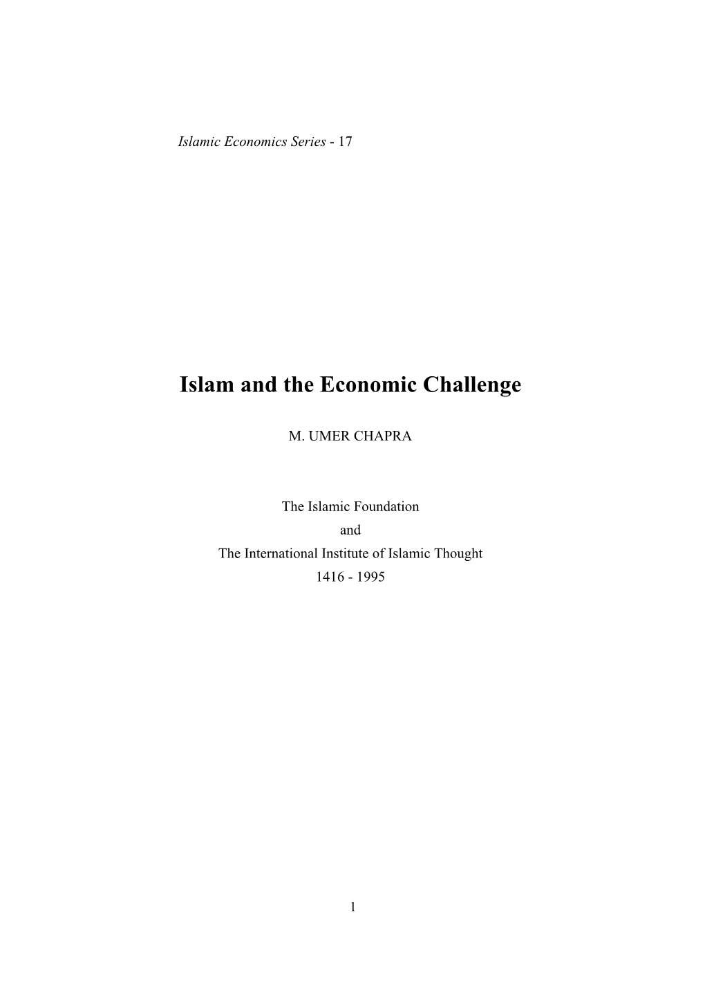 Islam and the Economic Challenge