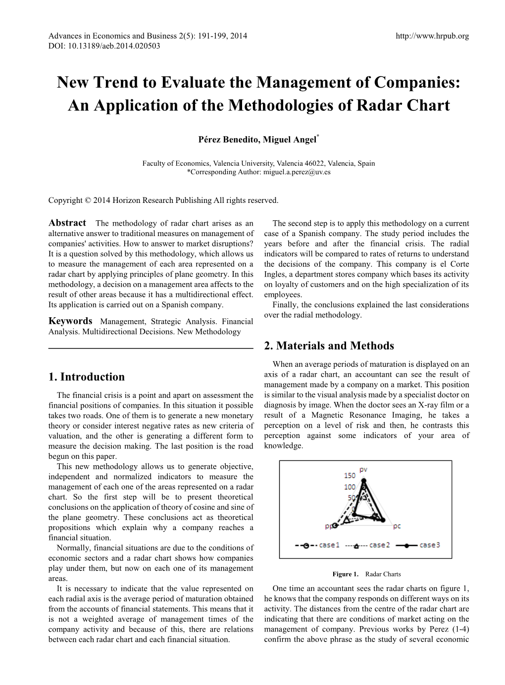 An Application of the Methodologies of Radar Chart