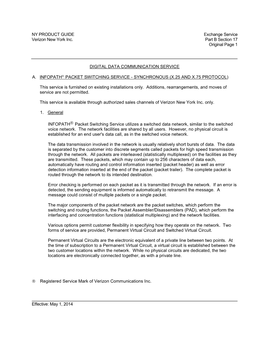 Section 17- Digital Data Communication Service