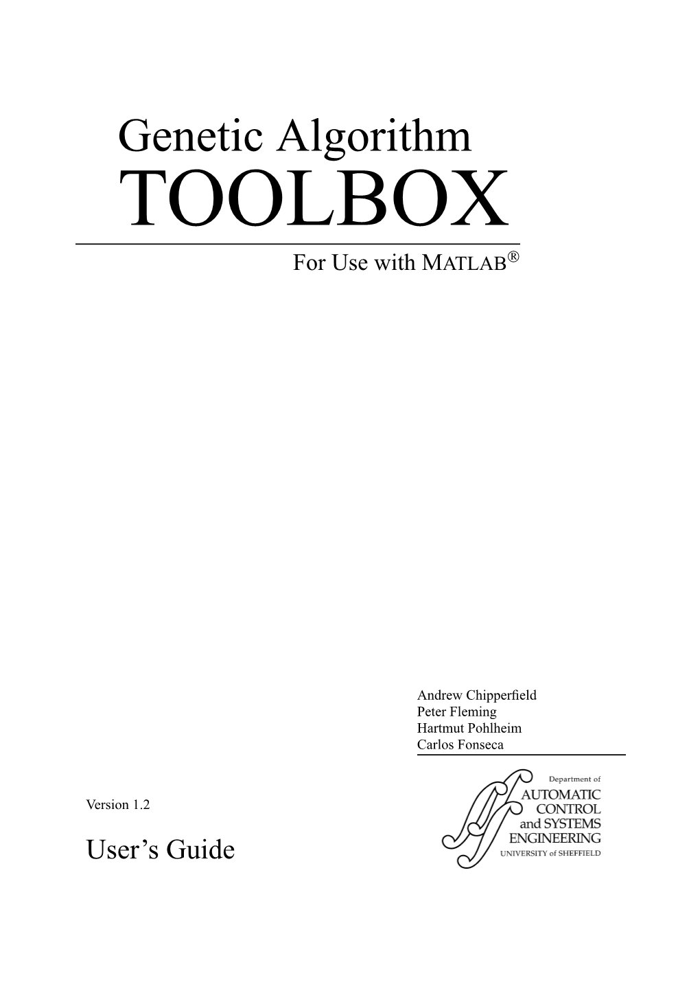 Genetic Algorithm TOOLBOX  for Use with MATLAB