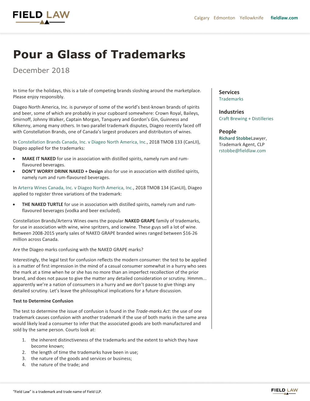 Pour a Glass of Trademarks December 2018