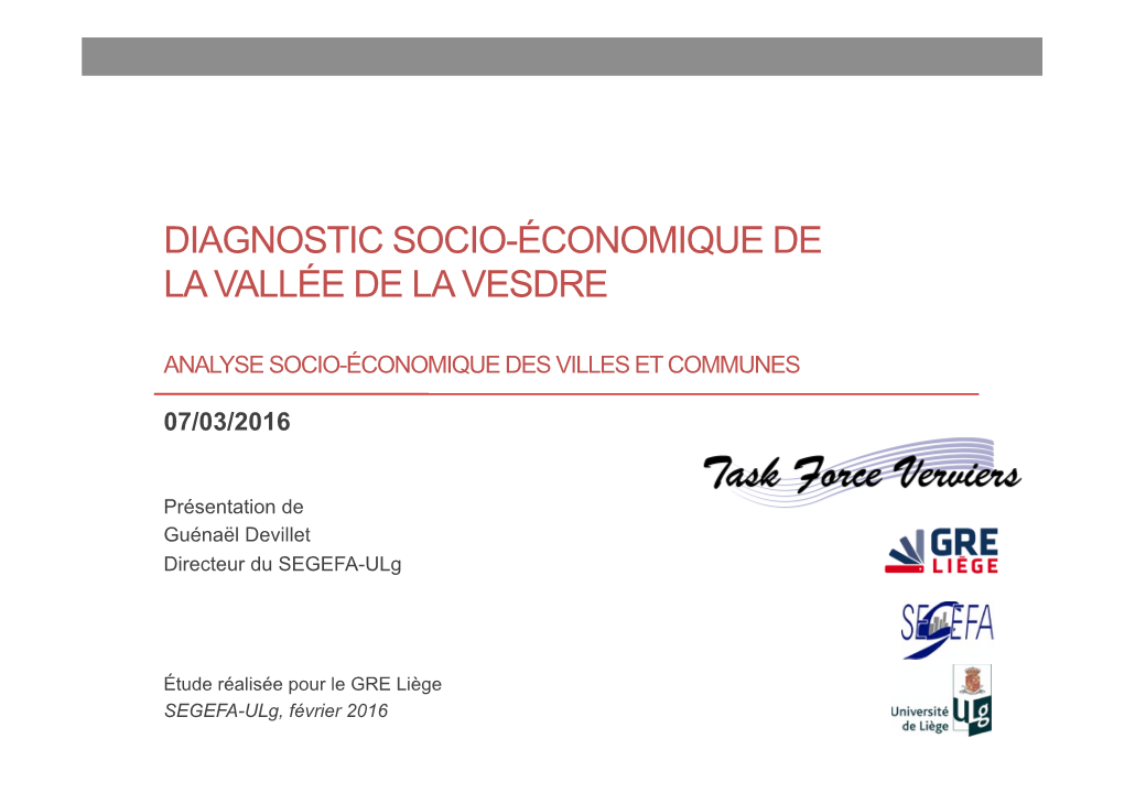 Diagnostic Socio-Économique De La Vallée De La Vesdre
