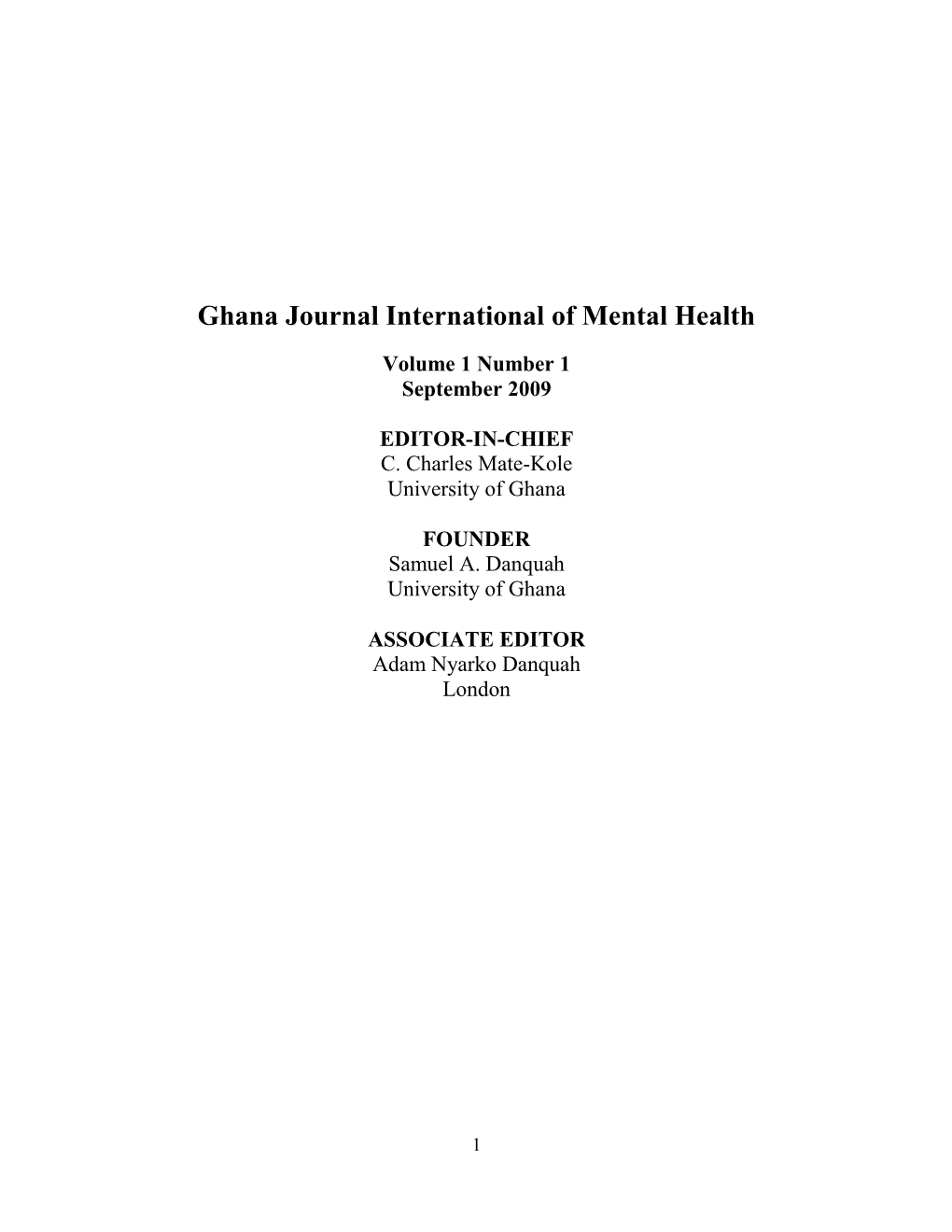 Ghana Journal International of Mental Health