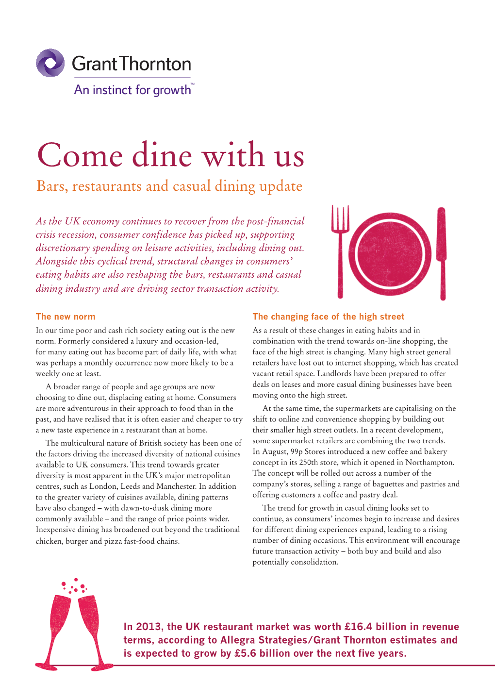 Come Dine with Us Bars, Restaurants and Casual Dining Update