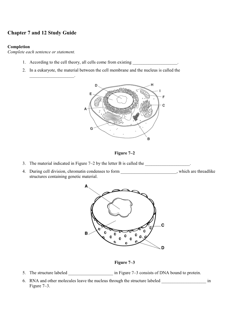 Chapter 7 and 12 Study Guide