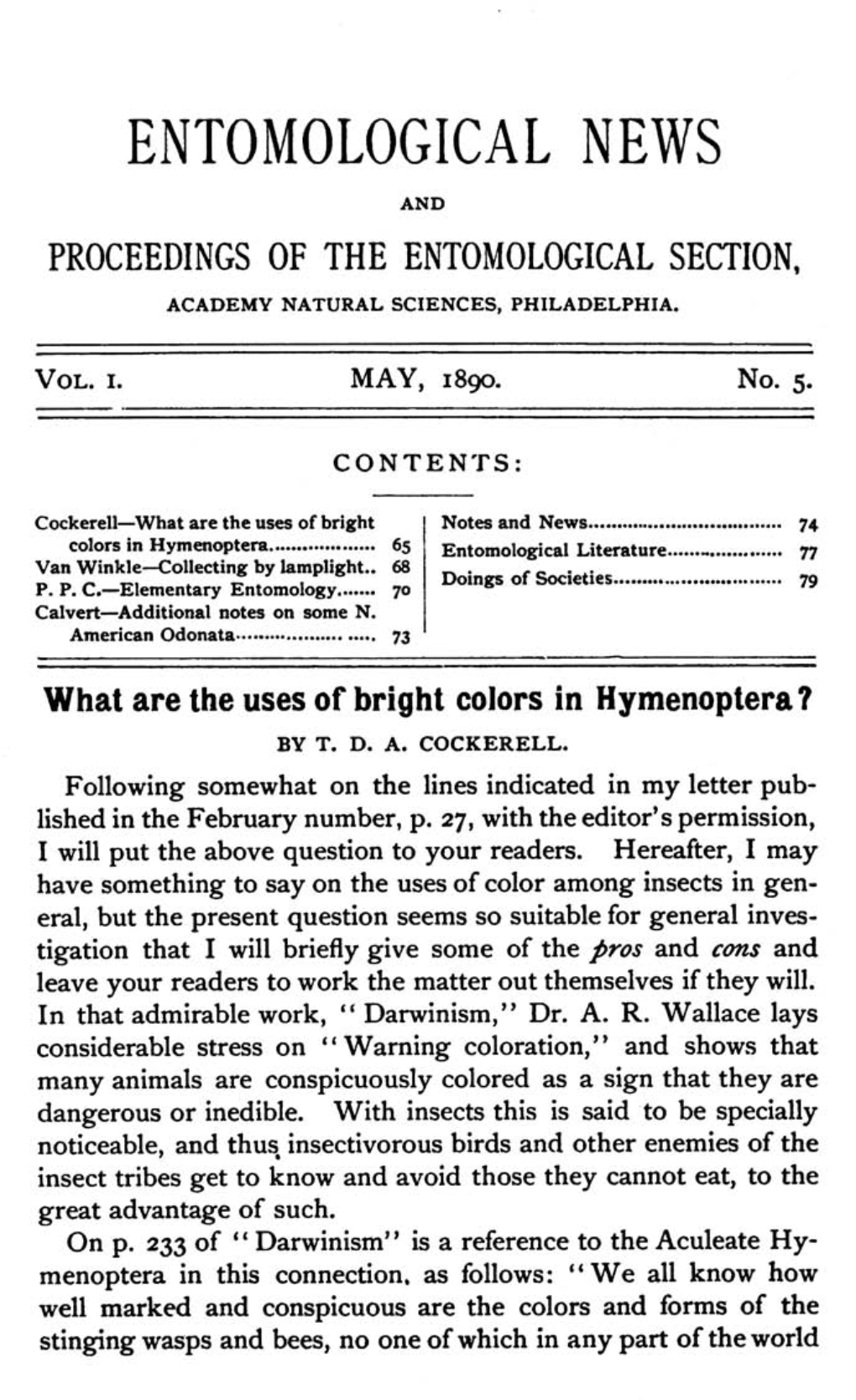 What Are the Uses of Bright Colors in Hymenoptera? by T